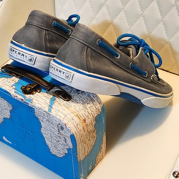 Men's Sperry Top Sider Grey/White Denim Washed Sneakers. Size 9.Good Condition - Picture 10 of 16